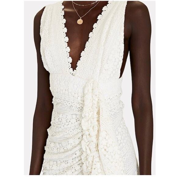 NWT Just Bee Queen Tulum Bali Ruched Crochet Lace Midi Dress White Size M - Picture 11 of 14